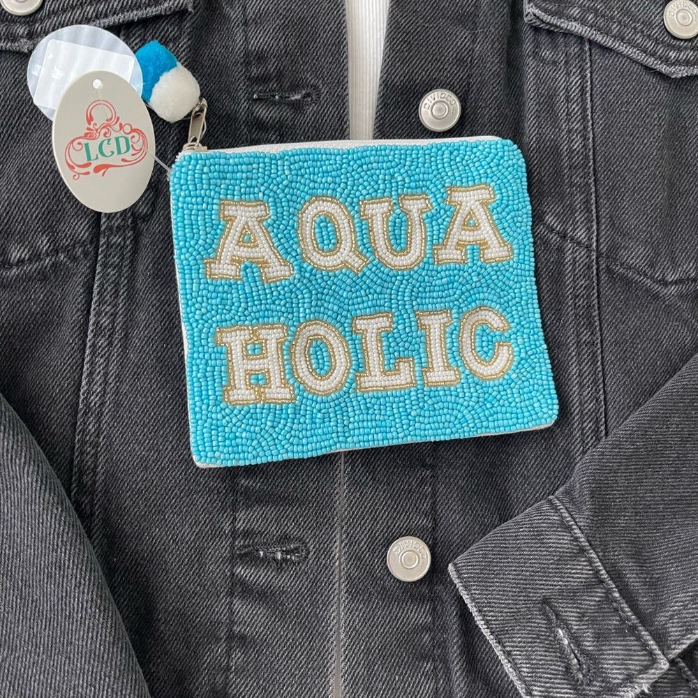 Aqua Holic Coin Pouch Seed Bead Coin Pouch Beaded Coin Bag Beaded Coin Purse - Picture 2 of 6